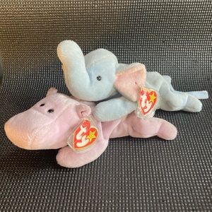 Vintage Ty Beanie Baby Bundle “Happy” and “Peanut” 4th Generation